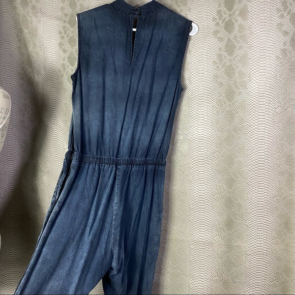 Bella dahl blue denim sleeveless pant jumpsuit - Picture 1 of 8